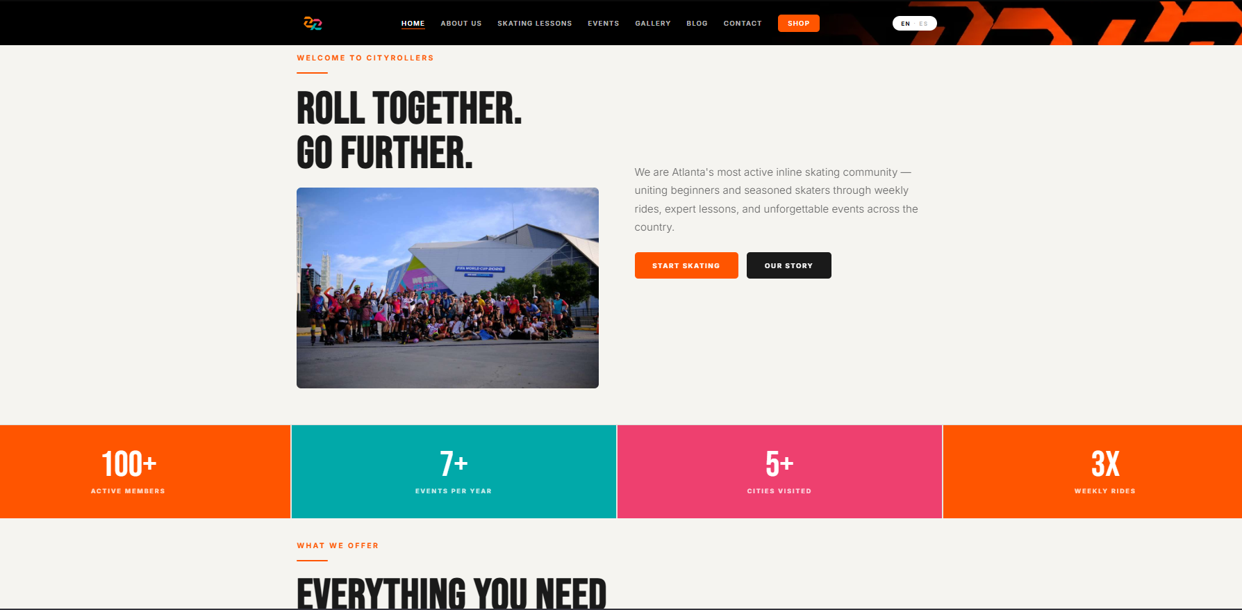 Captura de la web de City Rollers Skate Club