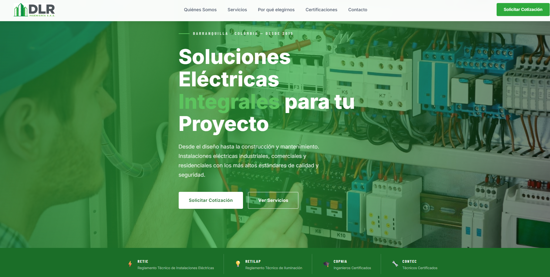 Captura de la web de DLR Ingeniería